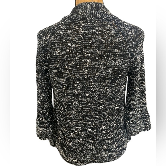 BCBGMAXAZRIA Black White Heather Single Button Heavyweight Cardigan Sweater - Picture 7 of 11